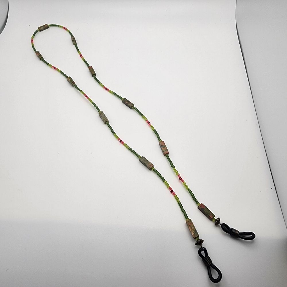 Glass Seed Bead & Unakite Glasses Chain